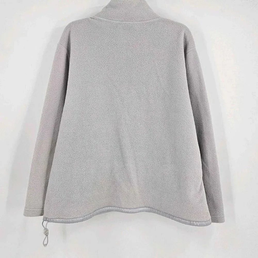 NY Jeans Gray Long Sleeve 1/4 Zip Stretch Fleece Pullover Cinch Bottom Top Sz L